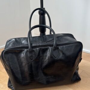 Roots Black Leather Unisex Men’s or Women’s Travel Bag